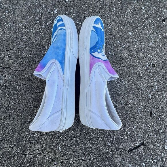 Vans Slip On Shoes Womens 8 Classic White Custom Painted Sneakers Low Top - Picture 10 of 16